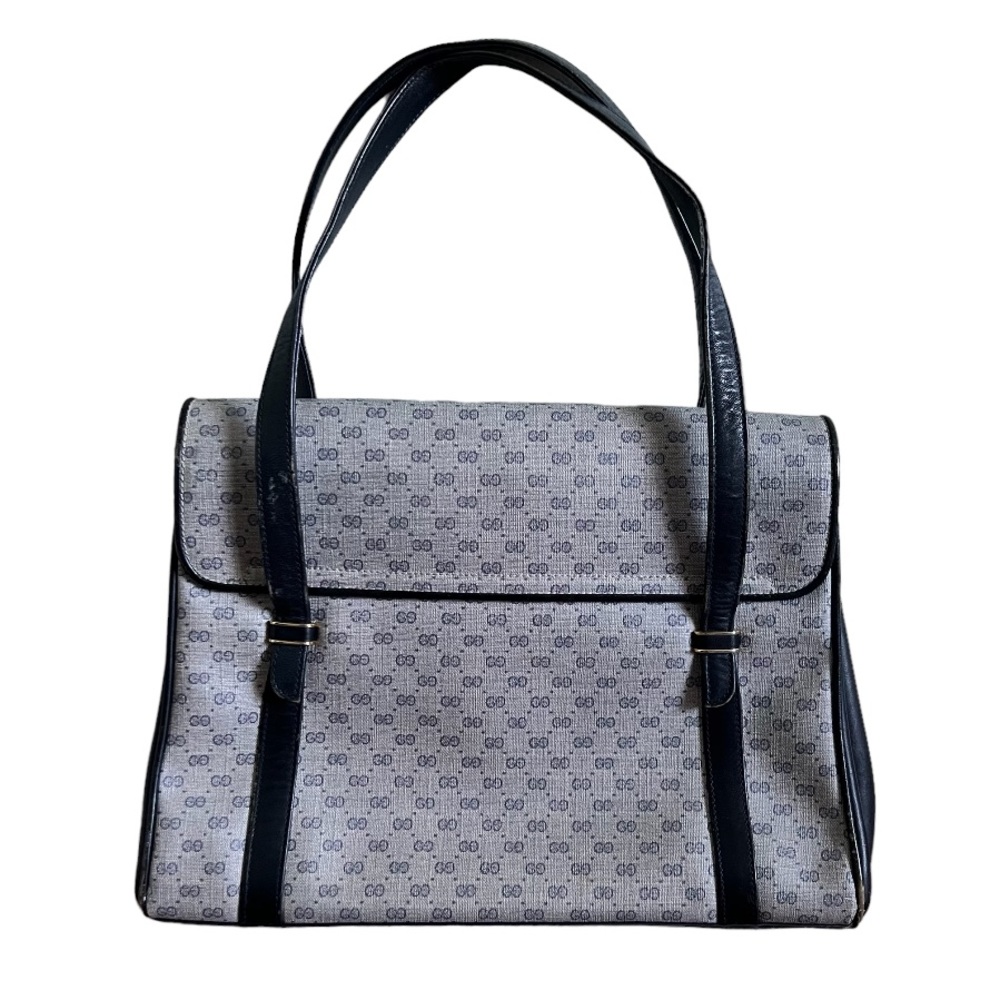Gucci • 3pc Set Authentic Vintage Navy Blue Micro GG Handbag Purse Pouch Wallet - Picture 5 of 16